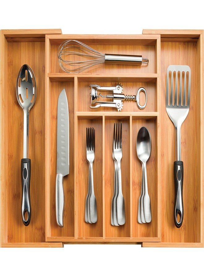 Bambüsi Bamboo Expandable Drawer Organizer for Utensils - Adjustable Cutlery Tray with Dividers for Silverware, Flatware, and Knives in Kitchen, Bedroom, or Living Room Storage Organization - Image 1