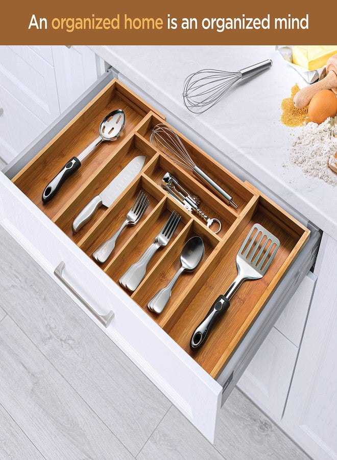 Bambüsi Bamboo Expandable Drawer Organizer for Utensils - Adjustable Cutlery Tray with Dividers for Silverware, Flatware, and Knives in Kitchen, Bedroom, or Living Room Storage Organization - Image 3