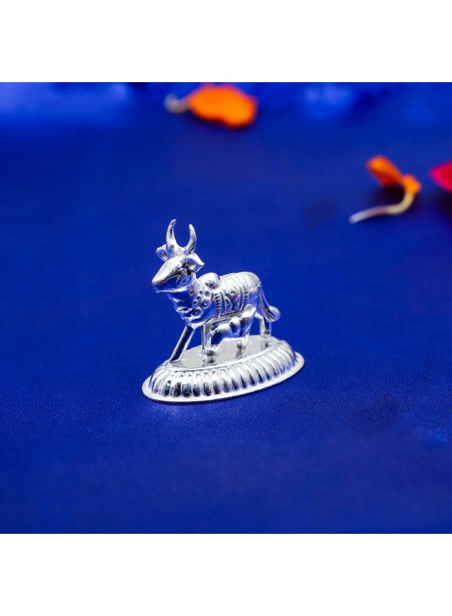 TORPPEZA Pure Silver Kamdhenu Cow and Calf Idol for Pooja/Worship and Gifting Purpose (Size : L-3.4cm * W-2cm * H-3cm | Weight : 5.5gm Approxe) - Image 2