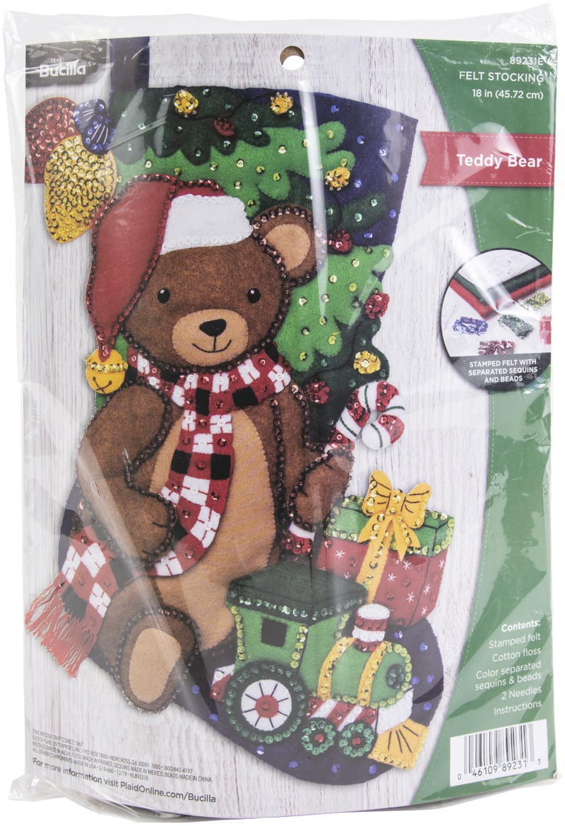 Bucilla Bucilla Felt Applique Christmas Stocking Kit 18 Teddy Bear 