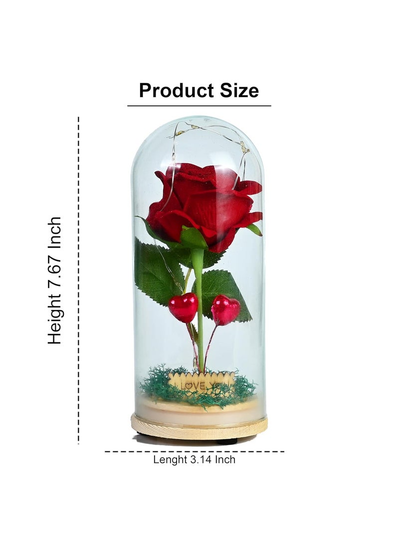 HindCraft HindCraft Couple Gifts for Wedding Valentines Day Gift Items for Women Forever Red Rose in Glass Dome with LED Glow A Timeless and Romantic Keepsake Perfect for Anniversaries Birthdays  - Image 3