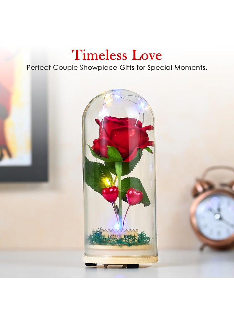 HindCraft HindCraft Couple Gifts for Wedding Valentines Day Gift Items for Women Forever Red Rose in Glass Dome with LED Glow A Timeless and Romantic Keepsake Perfect for Anniversaries Birthdays  - Image 5