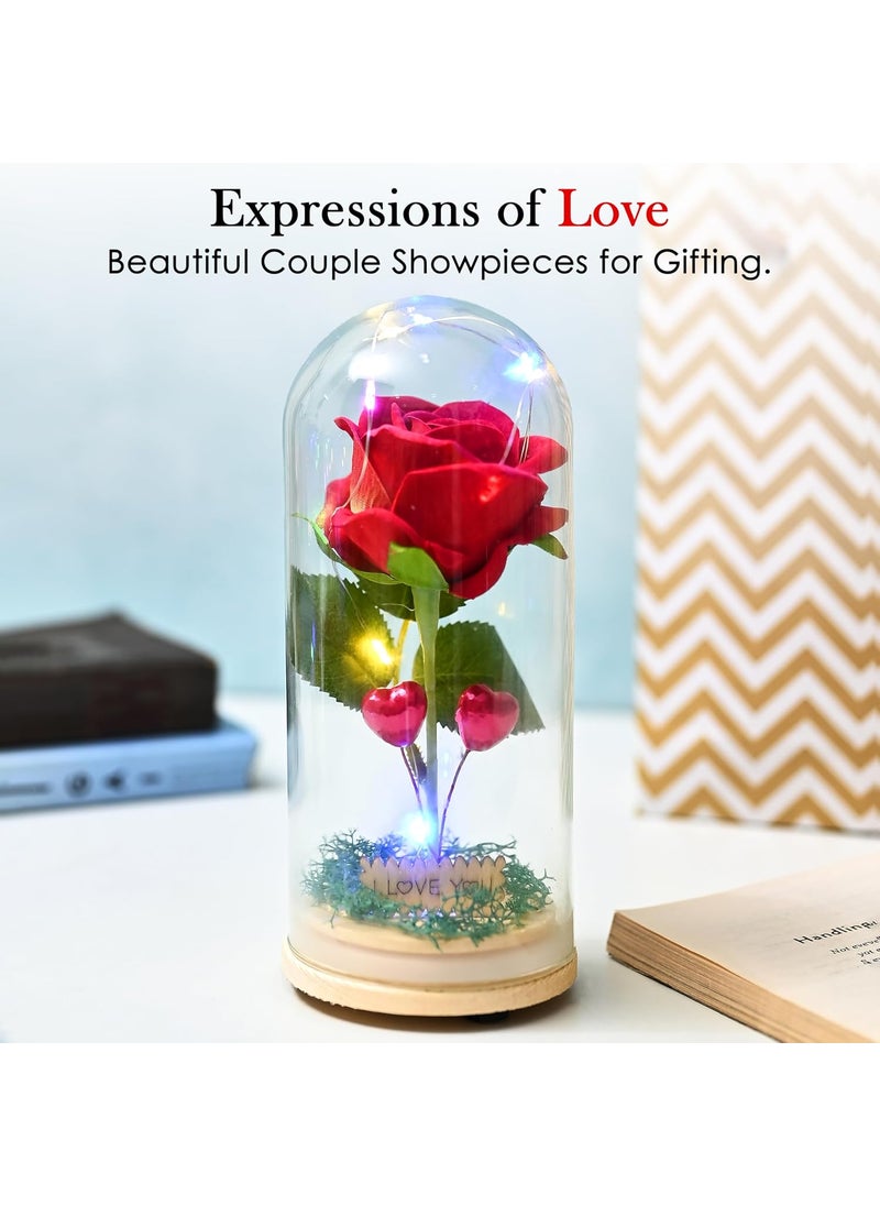 HindCraft HindCraft Couple Gifts for Wedding Valentines Day Gift Items for Women Forever Red Rose in Glass Dome with LED Glow A Timeless and Romantic Keepsake Perfect for Anniversaries Birthdays  - Image 2