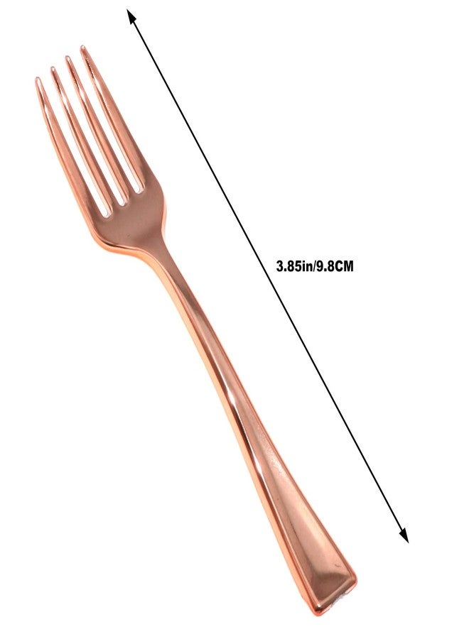 Lind Kitchen 24PCS 9.8cm Disposable Rose Gold Mini Fork Mini Plastic Tasting Forks Disposable Mini Fork Fruit Dessert Pudding Fork for Appetizer Desserts Cocktail Cake Fruit Wedding Party - Image 4