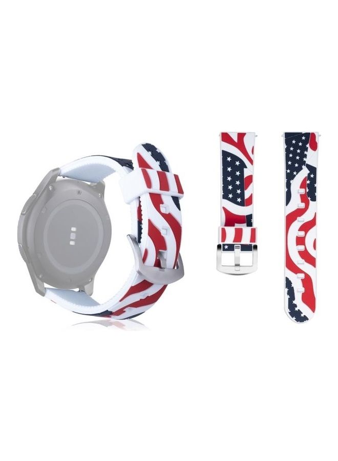 NIBEMINENT National Flag Pattern Silicone Wrist Watch Band for Samsung Gear S3 22mm White - Image 1
