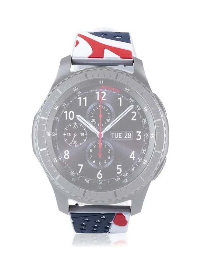 NIBEMINENT National Flag Pattern Silicone Wrist Watch Band for Samsung Gear S3 22mm White - Image 4