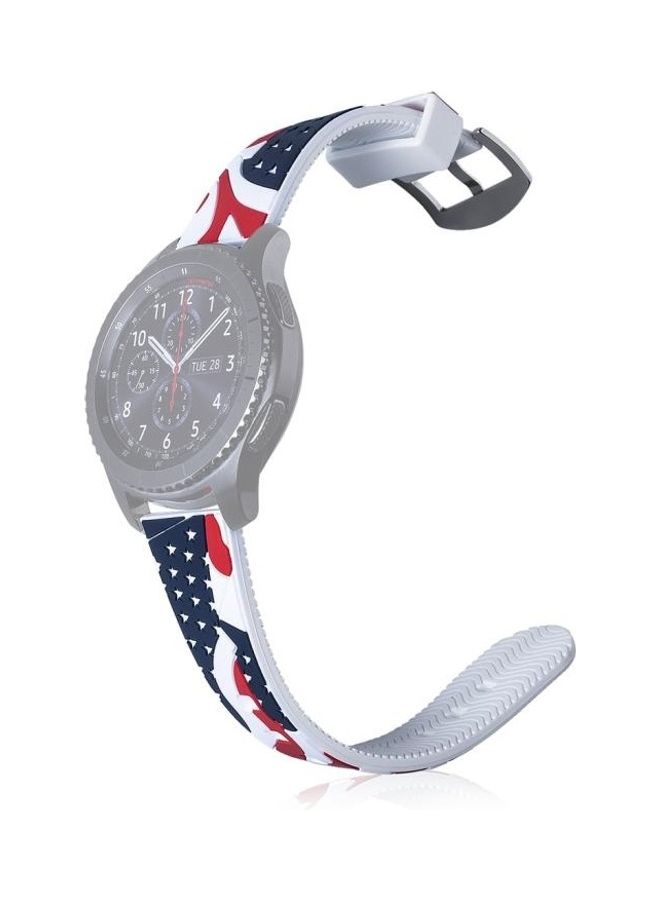 NIBEMINENT National Flag Pattern Silicone Wrist Watch Band for Samsung Gear S3 22mm White - Image 3