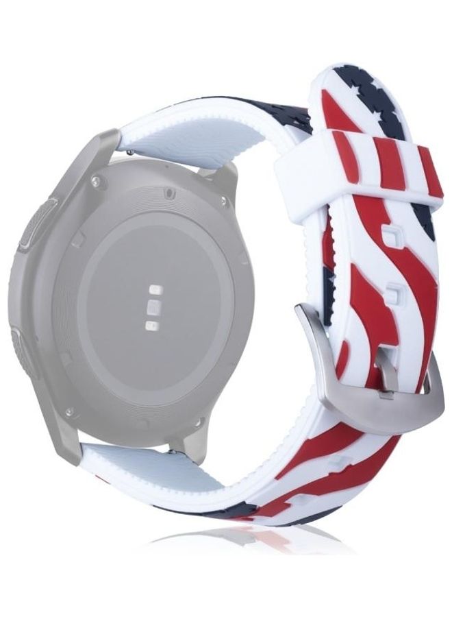 NIBEMINENT National Flag Pattern Silicone Wrist Watch Band for Samsung Gear S3 22mm White - Image 5