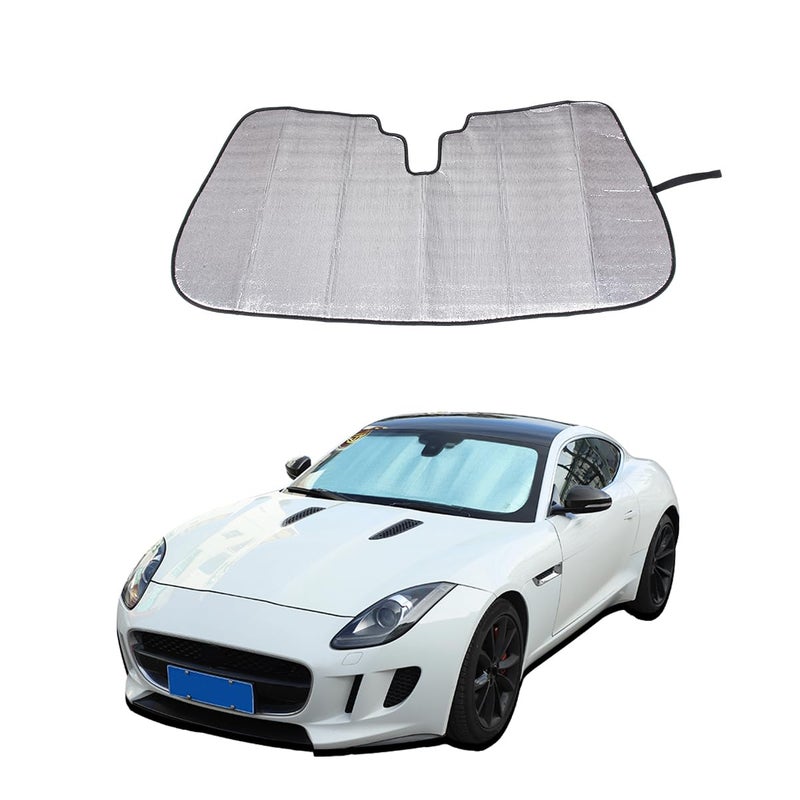 Custom Fit Car Front Windshield Sunshade Compatible with Jaguar FType 20132024 2025 Foldable Sun Visor Protector Blocks UV Rays Auto Window Sun Shade Keeps Your Vehicle Cooler Silver