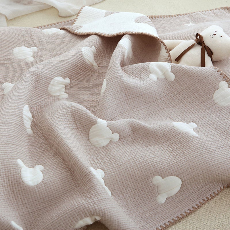 100% Cotton Embroidered Baby Blanket Mickey Head - Image 1