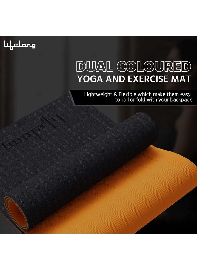 Lifelong Lifelong Dual Color EVA Material Yoga Mat for Women & Men|6mm Anti-Slip Yoga Mat for Gym Workout Exercise Mat for Home Gym|Yoga Exercise (6 Months Manufacturer's Warranty, LLYM223, Black & Orange)  - Image 2