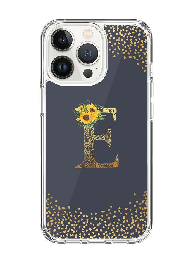 Stylizedd Classic Clear Case For iPhone 14 Pro, Hybrid Soft Case Thin Cover- Custom Monogram Initial Letter Mandala Floral Pattern Alphabet - E ( Grey) - Image 1