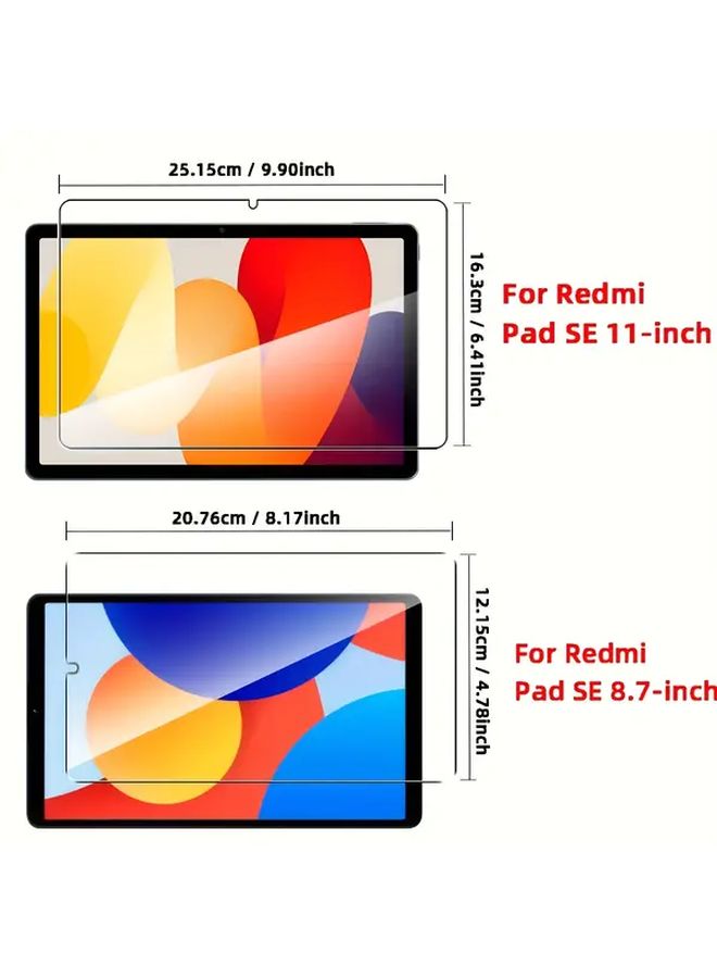 2 Pack Tempered Glass Screen Protector For Redmi Pad Se 8.7 11 Inch HD Clear Scratch Resistant Easy Install - Image 2