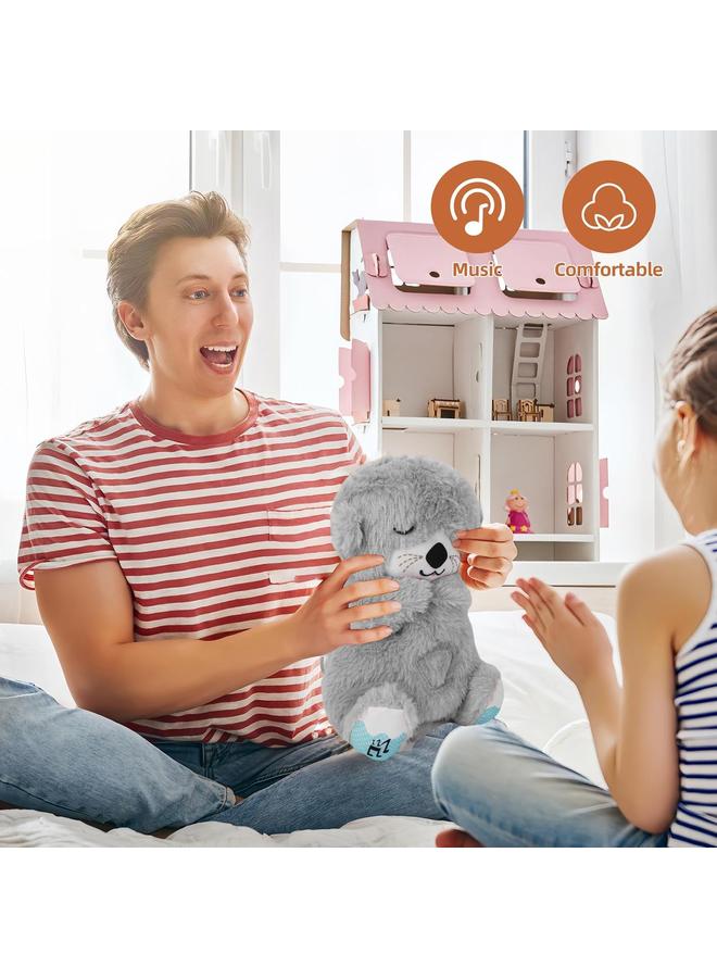 Y&D Baby Sound Machine Soothe Breathing Otter, Sensory Details Music Lights Rhythmic Breathing Motion Musical Baby Toy Plush for Newborns - Image 2