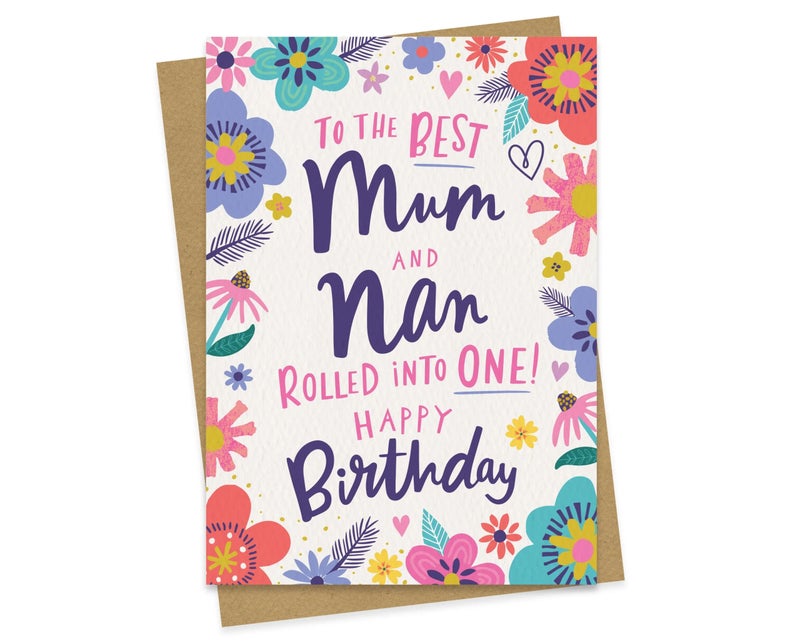 DottyBlack Mum & Nan Birthday Card | Happy Birthday Greeting Card with Envelope | Blank Inside Birthday Card for Mum, Nan, Grandmother, Family Wishes & Personal Messages - Image 1