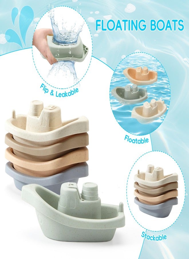 AMCHSURI Baby Bath Toys for Kids Ages 1-3, 15PCS Mold Free Bath Toys Toddlers 2-4, Bathtub Pool Water Table Toys, Silicone Bath Toy and Floating Boats & Stacking Spoons for Babies 6-12 Months - Image 5