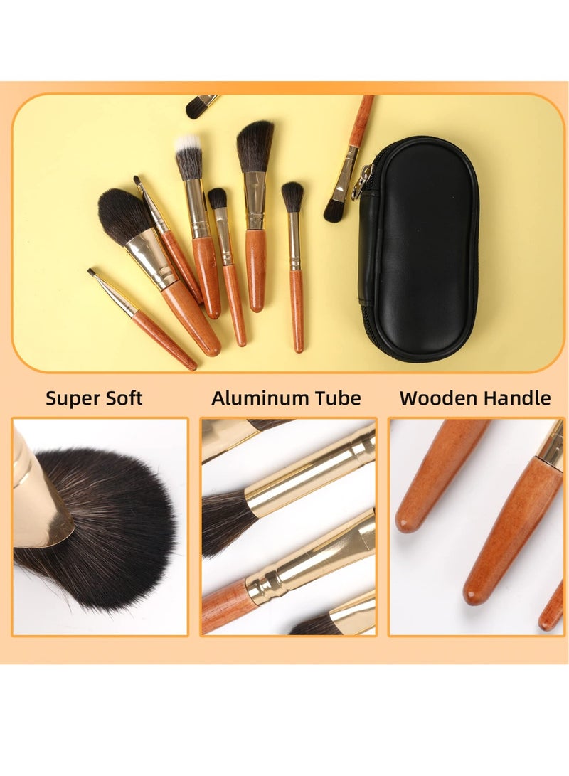 Excefore Mini Makeup Brushes Set, 9 Pcs Portable Travel Make Up Brush with Storage Case, for Foundation Brush Blush Powder Eye Shadow Cosmetics - Image 5