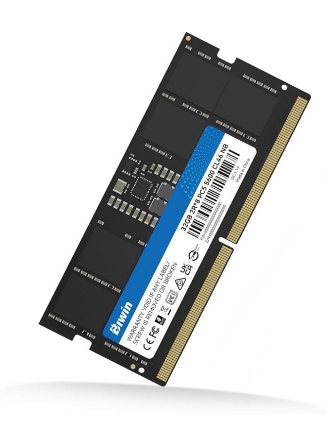 Biwin DDR5 SODIMM RAM 16GB 5600MHz CL46 Laptop Memory Module:1.1V Low Power, On-Die ECC, PMIC & Thermal Control, Intel & AMD System/mini PC(NUC)/Server/AIoT Compatible(Single Module-CL46-45-45-90)