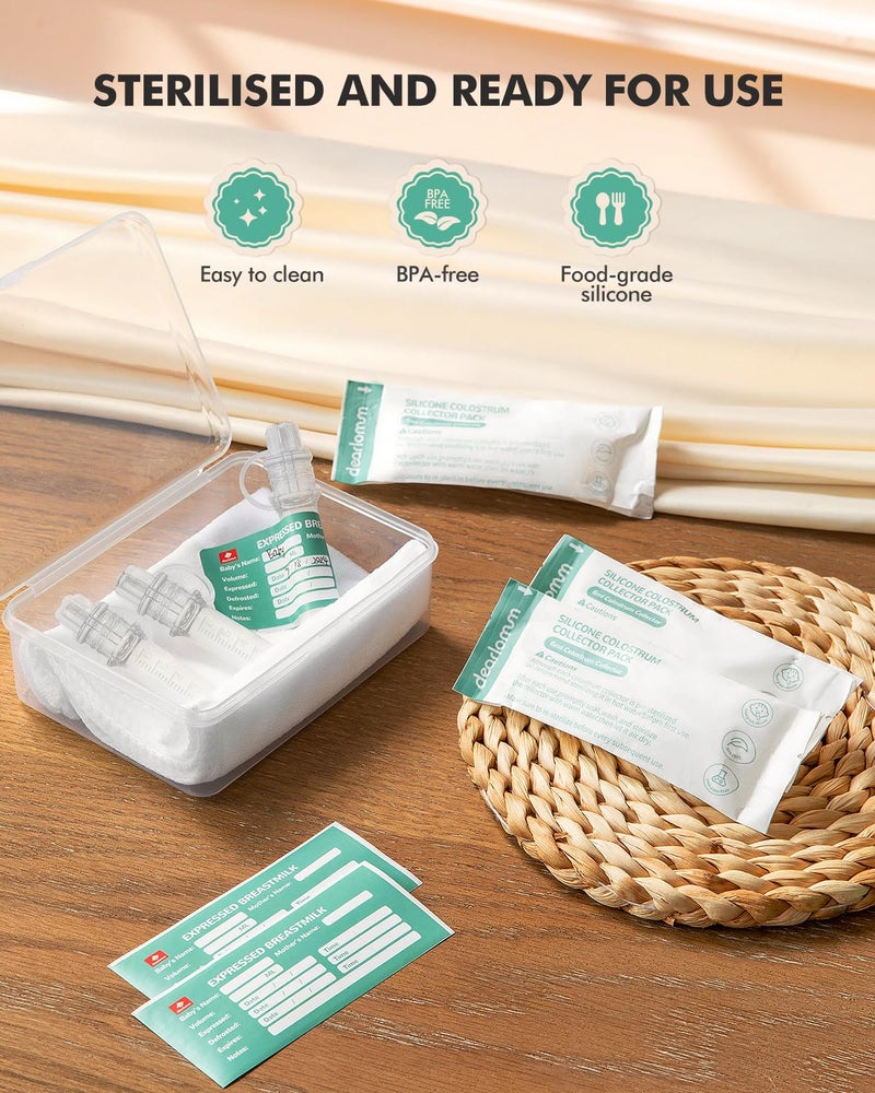 dearlomum Colostrum Collector Kit Breast Milk Collector 6ml/6pcs,Reusable, Heat & Freezer Resistant, BPA-Free, with Cotton Cloth Wipe, Storage Case, Cleaning Brush - Image 3