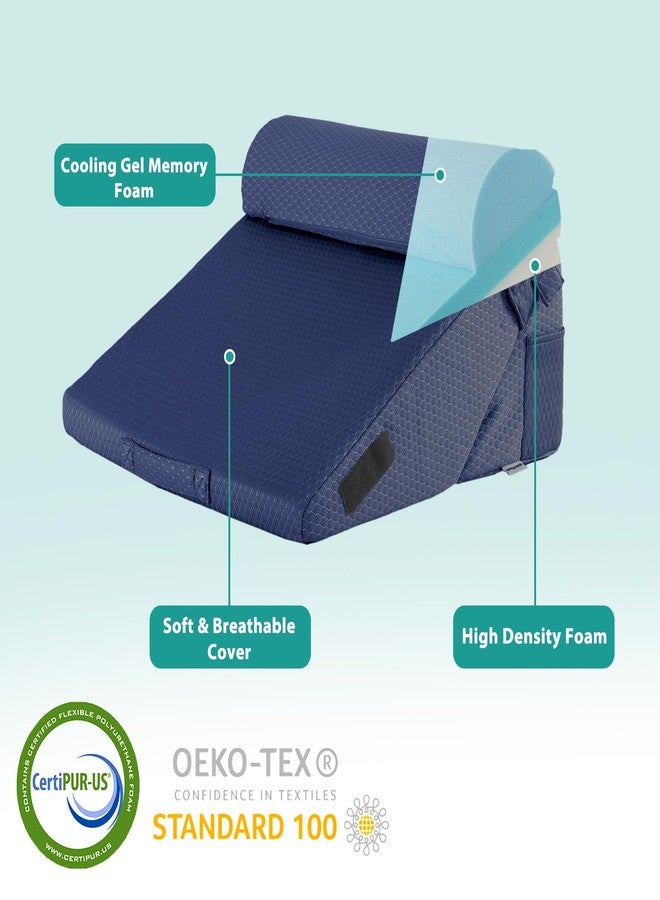 Bedluxe Adjustable 4pcs Bed Wedge Pillow Set, Memory Foam Wedges Pillow Post Surgery for Back, Neck, Leg Pain Relief, Pillows Wedge for Sleeping, Sitting up in Bed, Acid Reflux and GERD, Navy Blue - Image 5