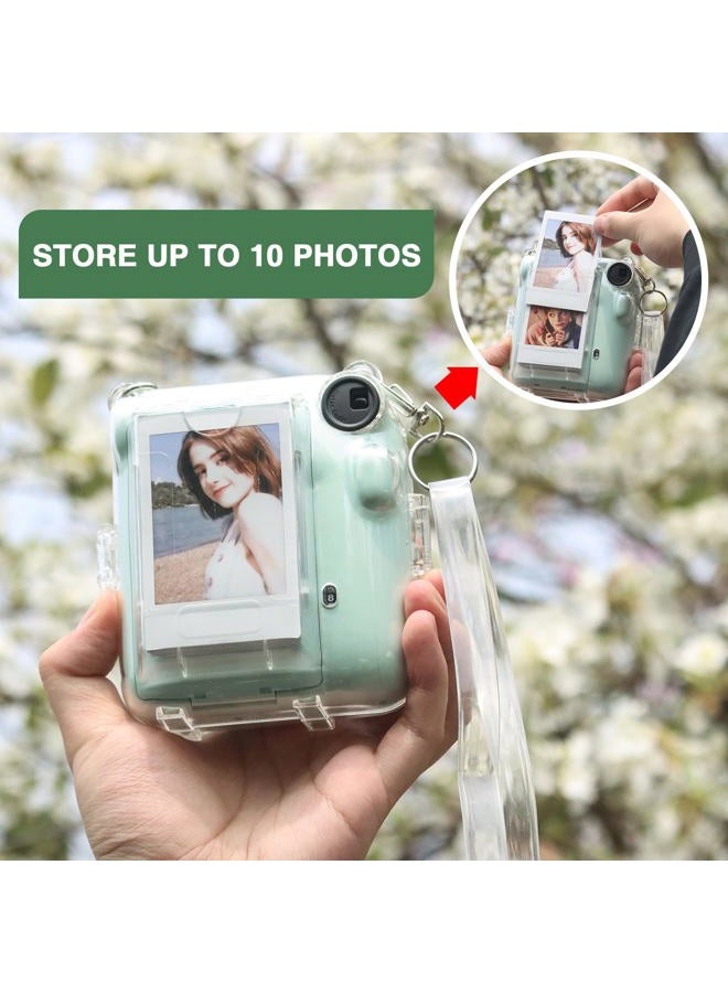 CAIYOULE Mini 12 Clear Case - Protective Camera Case Compatible For Fujifilm Instax Mini 12, Rigid PC Camera Case with Photo Storage, with 2 Straps and Stickers (No Camera) - Image 5