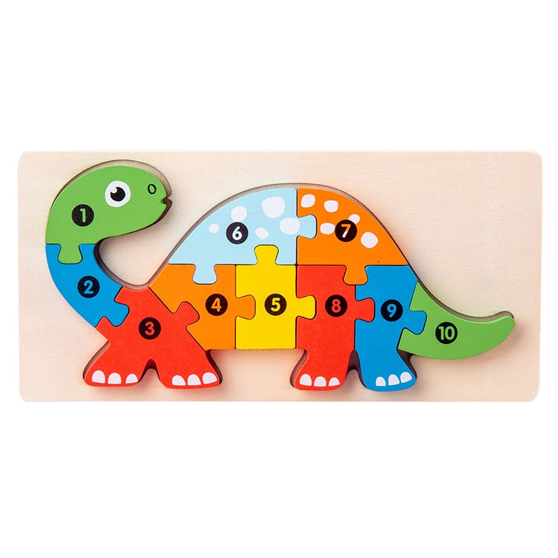 Wooden Early Education Cognitive Digital Children'S Educational Toys Accumulation Animal Traffic Shape Matching 3D Three-Dimensional Puzzle - Image 1