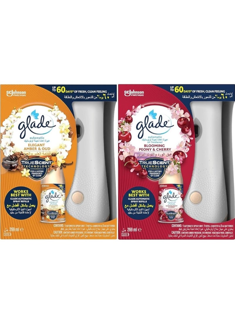 Glade 2 Automatic Air Fresheners, Rose & Wild Berry Scent + 1 Automatic Air Freshener, Oud & Amber Scent by Glade, 269 ml 