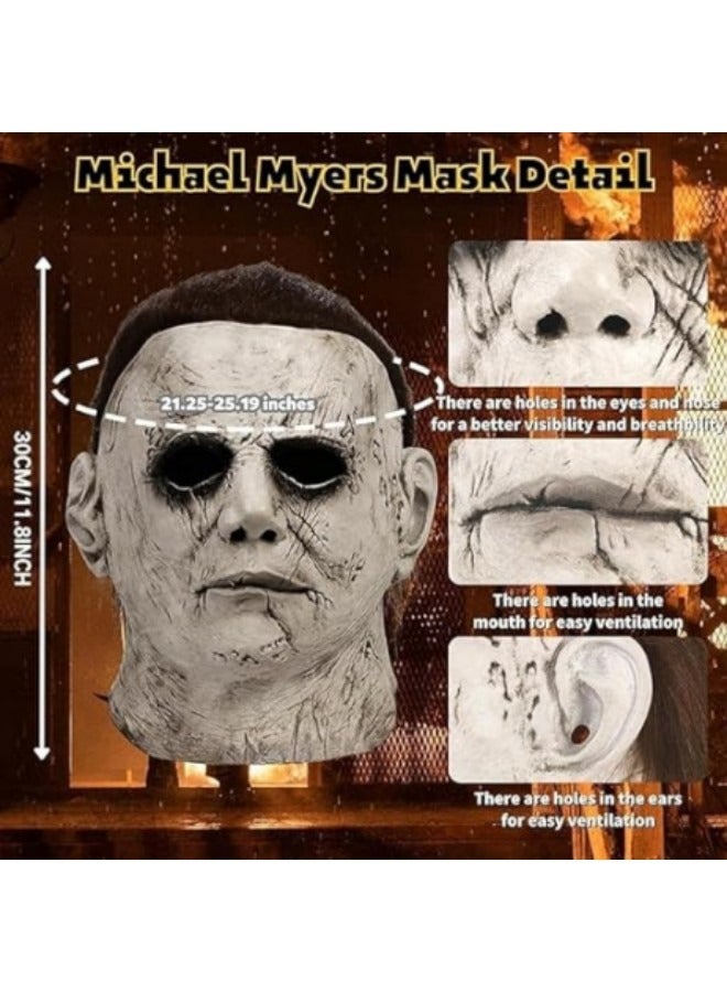 GGEROU قناع مايكل مايرز، قناع رعب من اللاتكس، قناع تنكر رعب، ارتداء ملابس تنكرية - Image 2