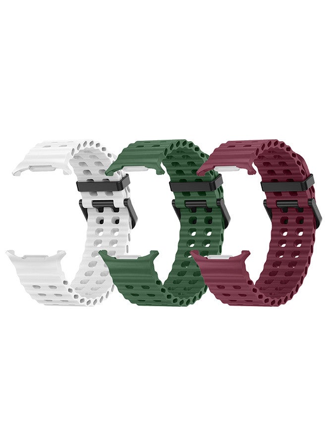 CATANES (for Samsung Galaxy Watch 7 Ultra) 3 Pack Silicone Band Soft Ocean Silicone Sport Strap Replacement Accessory - Image 3