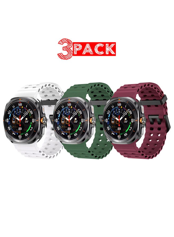 CATANES (for Samsung Galaxy Watch 7 Ultra) 3 Pack Silicone Band Soft Ocean Silicone Sport Strap Replacement Accessory - Image 1