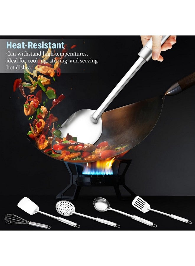 Parage Parage 6 Pieces Stainless Steel Kitchen Tools for Cooking & Serving, Basting Spoon (Chamcha), Ladle(Karchhi), Slotted Turner, Skimmer(Jhara), Turner/Spatula (Palta), Blending Egg Whisk, Silver  - Image 5