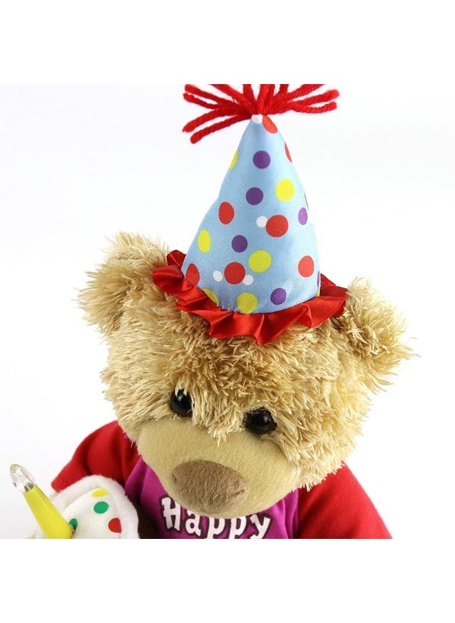 Houwsbaby - Houwsbaby 13.5'' Birthday Teddy Bear Interactive Stuffed Animal Electric Singing Musical Plush Toy with Cupcake, Glow Candle Gifts for Kids Girls Boys Valentine's Day Holiday - Image 1