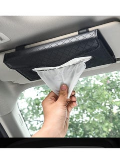 SHOWAY Showay Car Tissue Holder, Luxury Tissue Box Holder For Car, Sun Visor Napkin Holder, Hanging Car Tissues Holder For Car & Truck Decoration, Pu Leather Backseat Car Tissue Box (Black)  - Image 4