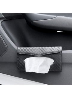 SHOWAY Showay Car Tissue Holder, Luxury Tissue Box Holder For Car, Sun Visor Napkin Holder, Hanging Car Tissues Holder For Car & Truck Decoration, Pu Leather Backseat Car Tissue Box (Black)  - Image 5