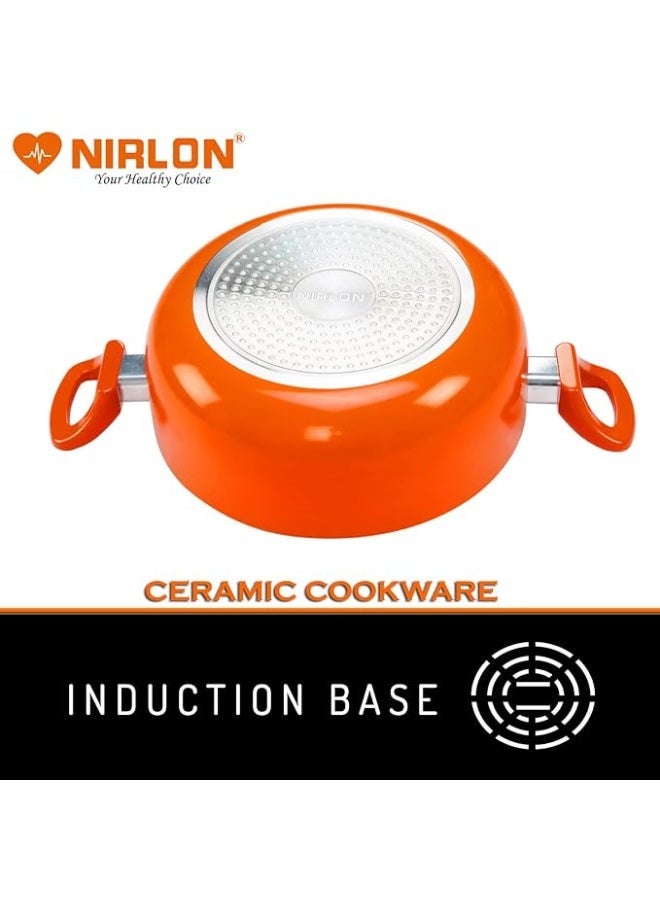 Nirlon Induction Base Ceramic Cookware Set, 2-Pieces, Orange - Image 3