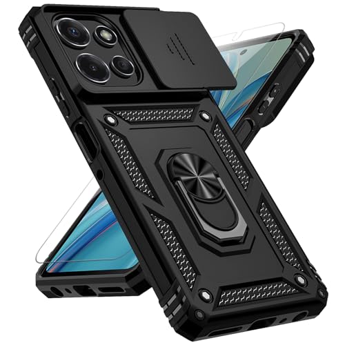 PUSHIMEI for Motorola Moto G Power 2026 / Moto G Power 2025 Case, with Slide Camera Cover Screen Protector [Military Grade Drop Tested] Ring Holder Kickstand Protective Phone Case for Moto G Power 2026, Black - Image 1
