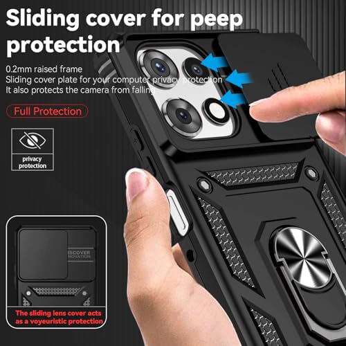 PUSHIMEI for Motorola Moto G Power 2026 / Moto G Power 2025 Case, with Slide Camera Cover Screen Protector [Military Grade Drop Tested] Ring Holder Kickstand Protective Phone Case for Moto G Power 2026, Black - Image 5