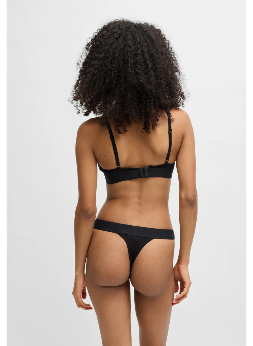 HUGO Stretch-cotton triangle bra with red logo label
