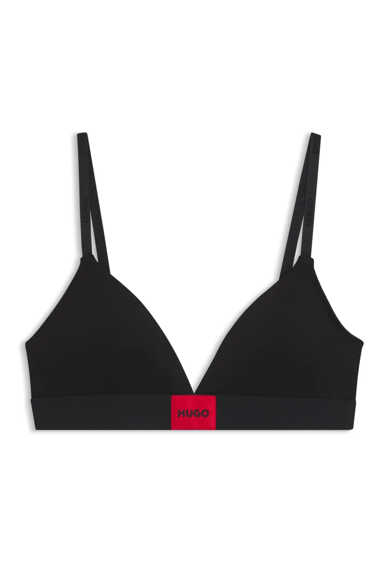 HUGO Stretch-cotton triangle bra with red logo