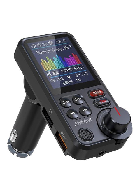 Car Bluetooth Adapter - Car Fast Charger - MP3 Music Player - Built-in Colored Lights - Wireless Radio Adapter- FM Transmitter - Car Kit - Car Accessories - Support USB Disk