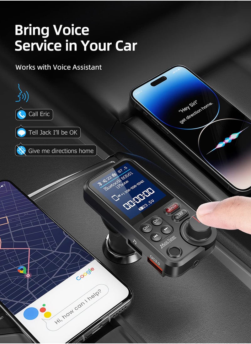 Car Bluetooth Adapter - Car Fast Charger - MP3 Music Player - Built-in Colored Lights - Wireless Radio Adapter- FM Transmitter - Car Kit - Car Accessories - Support USB Disk