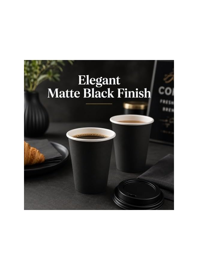 S-TOP Premium Paper Cups 8oz – Pack of 50 | Disposable Hot & Cold Drink Cups | Leak-Resistant, Food Grade, Recyclable & Eco-Friendly Paper Cups for Tea, Coffee, Juice & Parties (Black) - Image 2