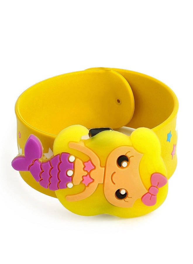El Regalo - El Regalo 2 PCs Mermaid Snap Silicon Slap Wristband for Girls & Boys- Kids Party Favors, Mermaid and Stars Slap Bands for Kids Girls Boys (Yellow & Dark Pink) - Image 1