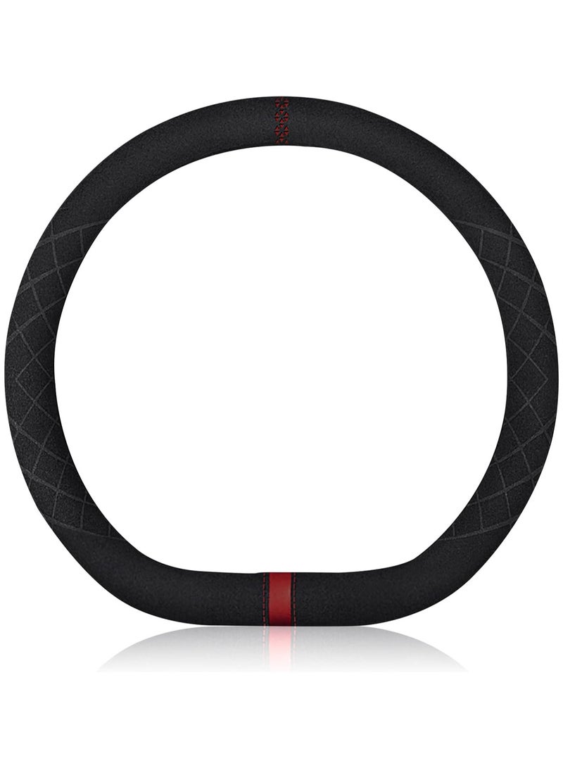 D-Shape Suede Sport Non-Slip Car Steering Wheel Cover - Image 1