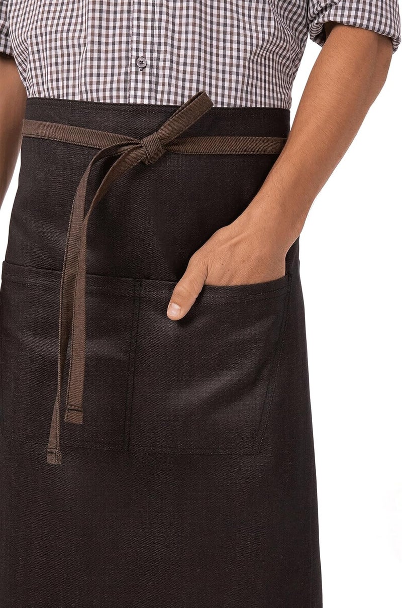 Chef Works Wet Look Bistro Apron, BROWN/BLACK, One Size - Image 1