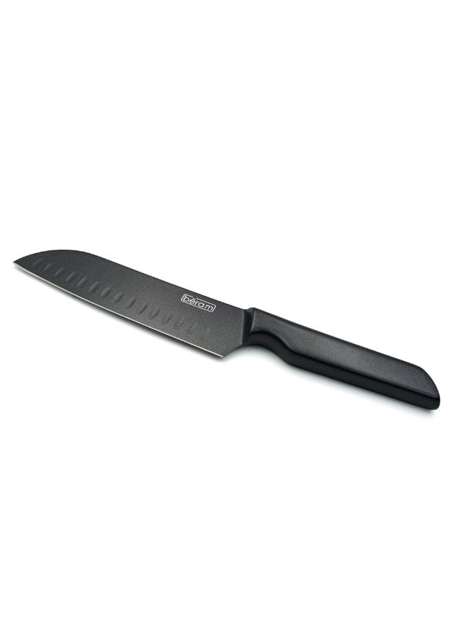 BERAM 7 Inch Santoku Knife Titanium Black Coated 3CR13Stainless Steel Blade with SS430 Handle Granton Edge for Smooth Chopping Slicing Modern  Durable Kitchen Essential - Image 1
