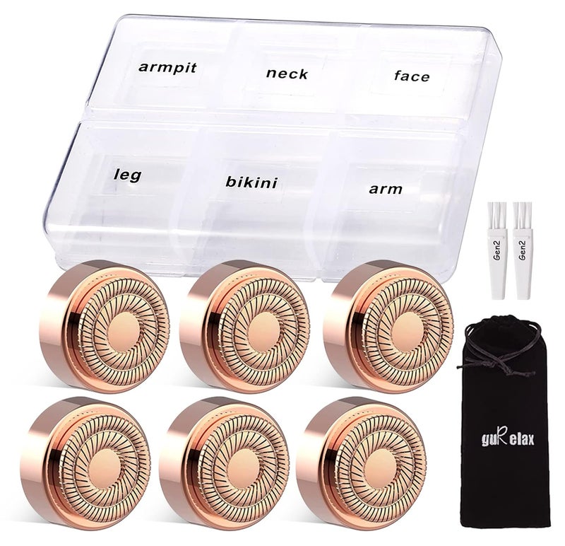 Replacement Heads for Flawless Hair Remover Gen 2 18k Gold Facial Hair Remover Replacement Head with Compartment Storage Box Women Painless Replacement Blades fit Finishing Touch Flawless