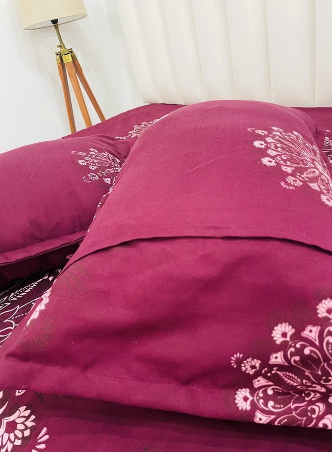 RD TREND Presents Bedsheet for Double Bed 210 TC, Size- 90/100 Inchs (228/254 CM), Double Bed bedsheet with 2 Pillow Covers(18/28 Inchs) Color -Red Pattern-Floral - Image 4