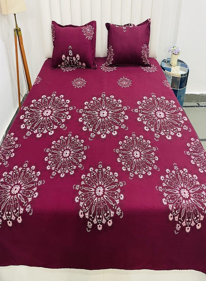 RD TREND Presents Bedsheet for Double Bed 210 TC, Size- 90/100 Inchs (228/254 CM), Double Bed bedsheet with 2 Pillow Covers(18/28 Inchs) Color -Red Pattern-Floral - Image 3