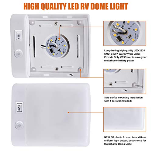 Facon 12V LED RV Interior Lights with PIR Motion Sensor and On&Off Switch, RV Puck Light LED Ceiling Dome Light, 12Volts Interior Light for RV Camper Trailer Boat Motorhome - Image 4